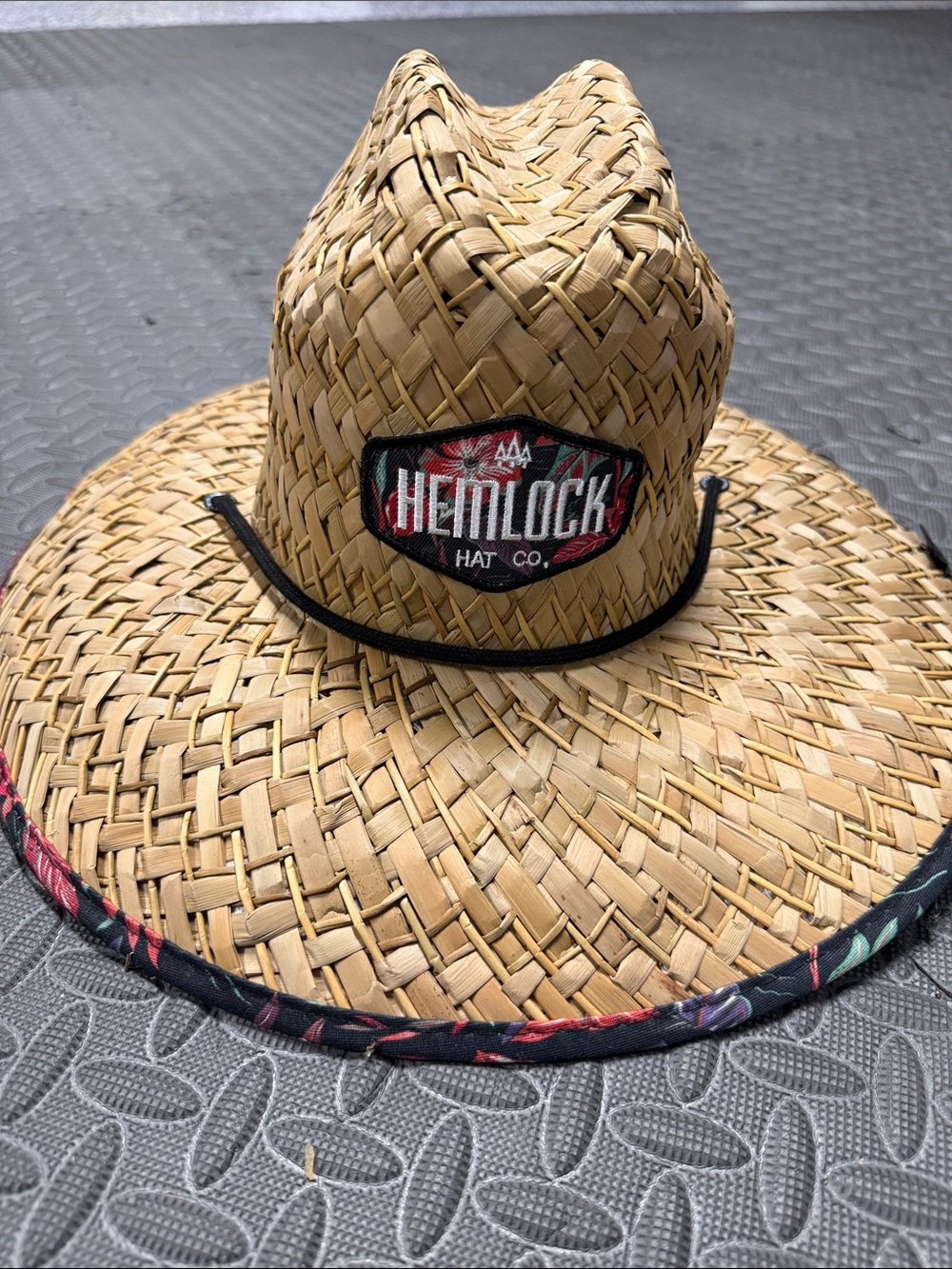 Hemlock Hat Co ADULT Straw Sun Hat with Printed Trim